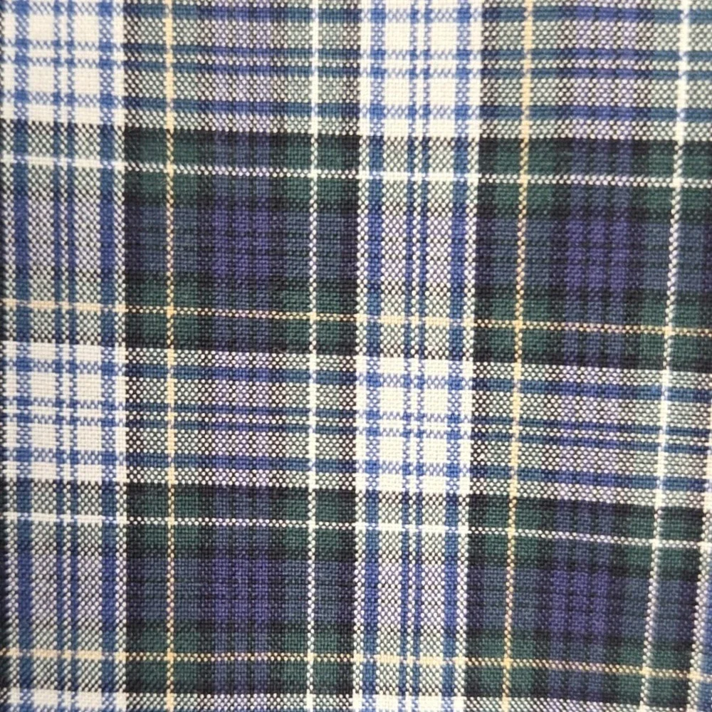 Ralph Lauren Button Down Shirt Mens 17.5 32/33 Blue Tartan Plaid Classic Fit